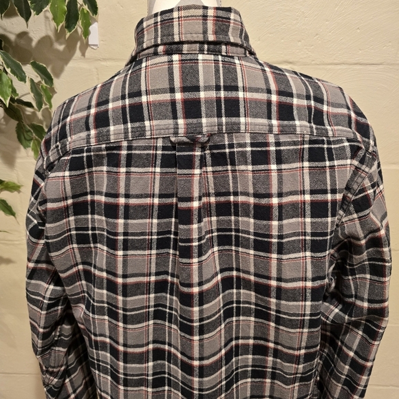 Jachs Mens Large Grey & Black Plaid Cotton Button-Up Long Sleeve Shirt Flannel. - Picture 6 of 13